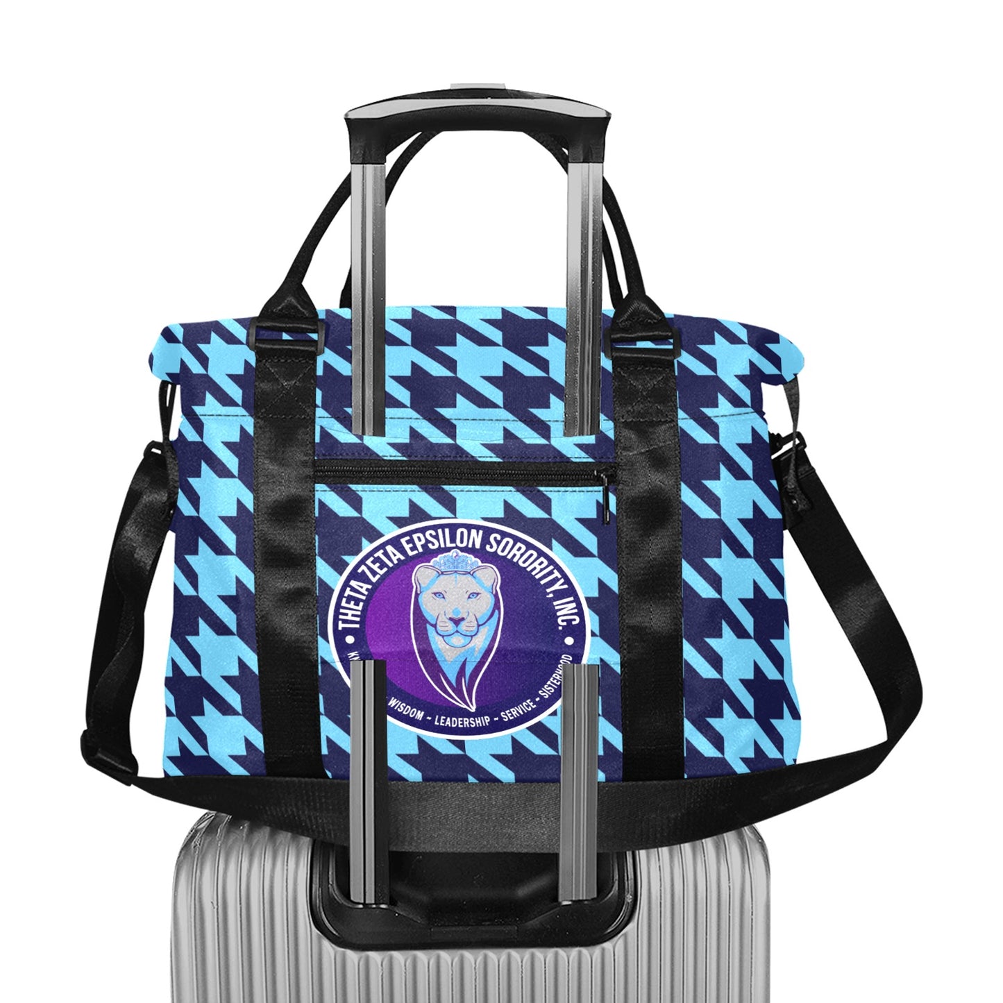 TZE Blue Houndstooth Luggage Bag