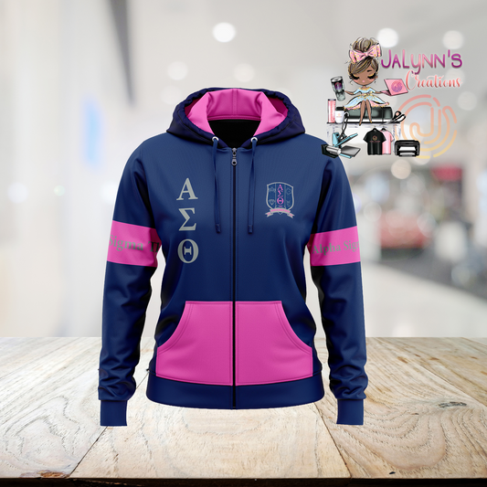 Alpha Sigma Theta Zip Up Hoodie