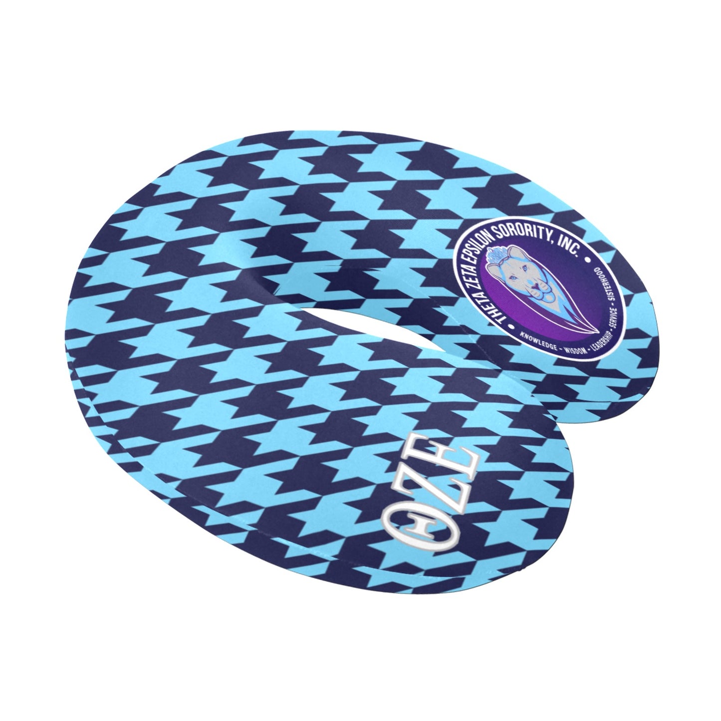 TZE Blue Houndstooth Travel Pillow