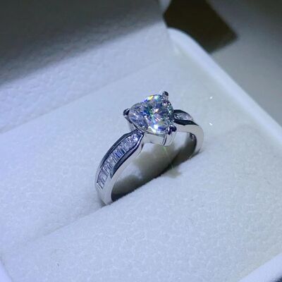 1 Carat Moissanite Ring with 925 Sterling Silver outlets Band (M102)