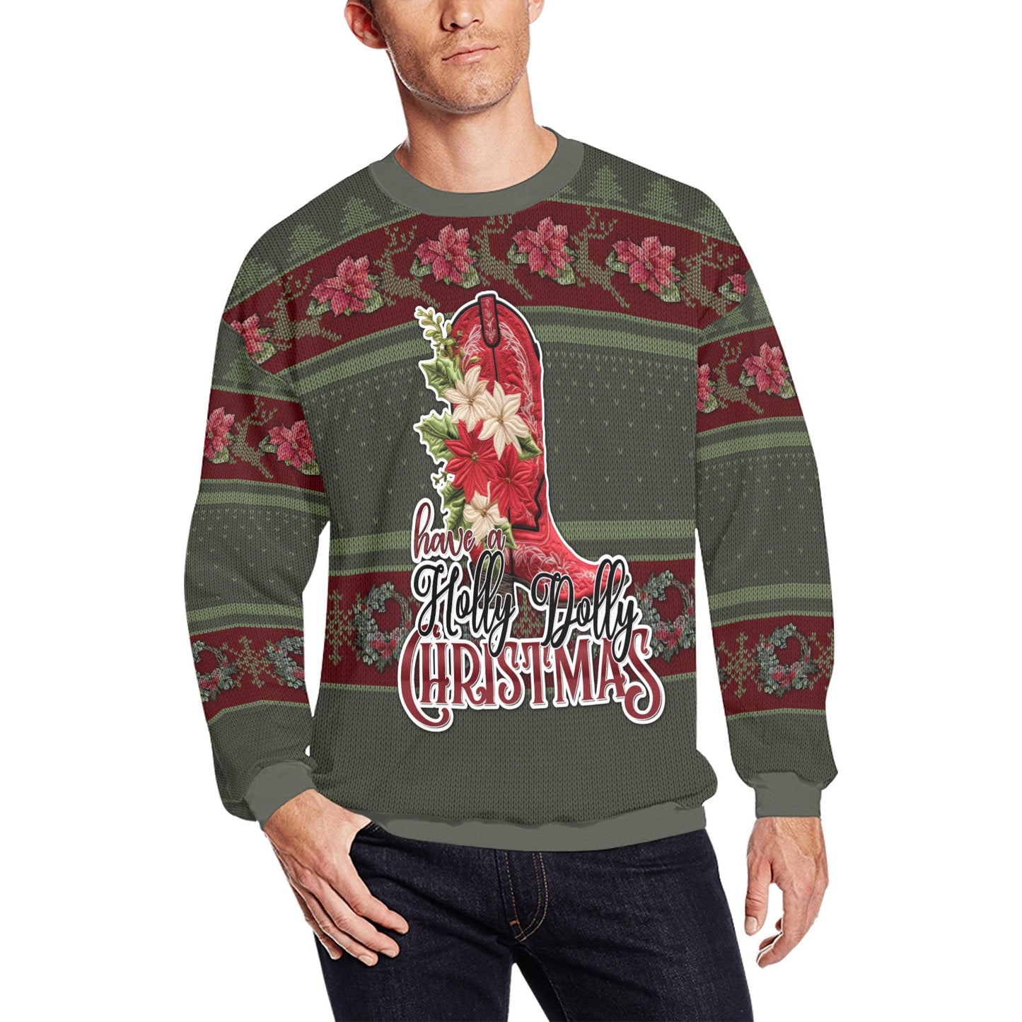 Have A Holly Dolly Christmas All Over Print Crewneck Sweatshirt