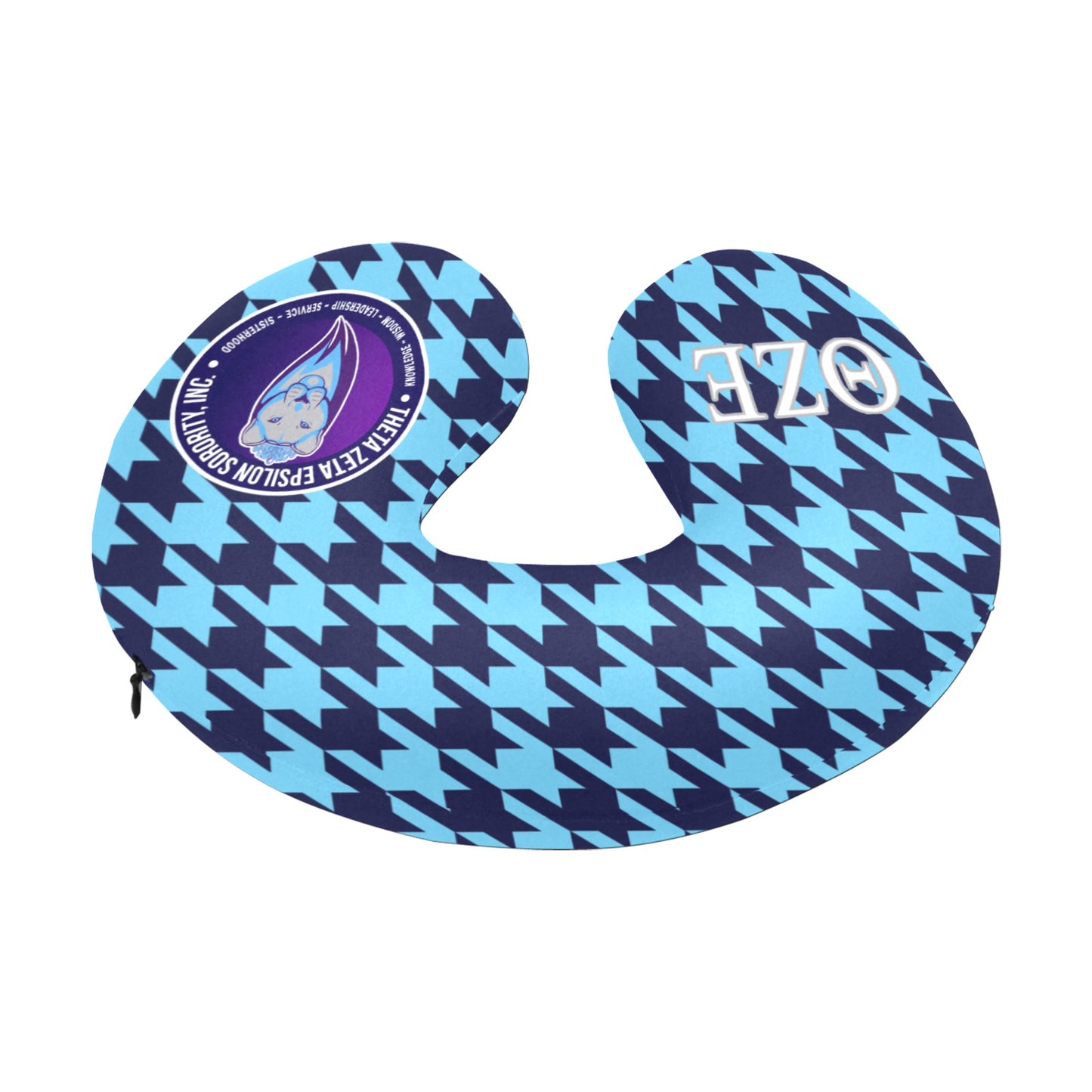 TZE Blue Houndstooth Travel Pillow