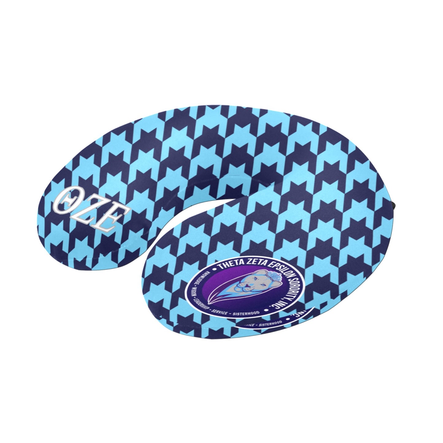 TZE Blue Houndstooth Travel Pillow